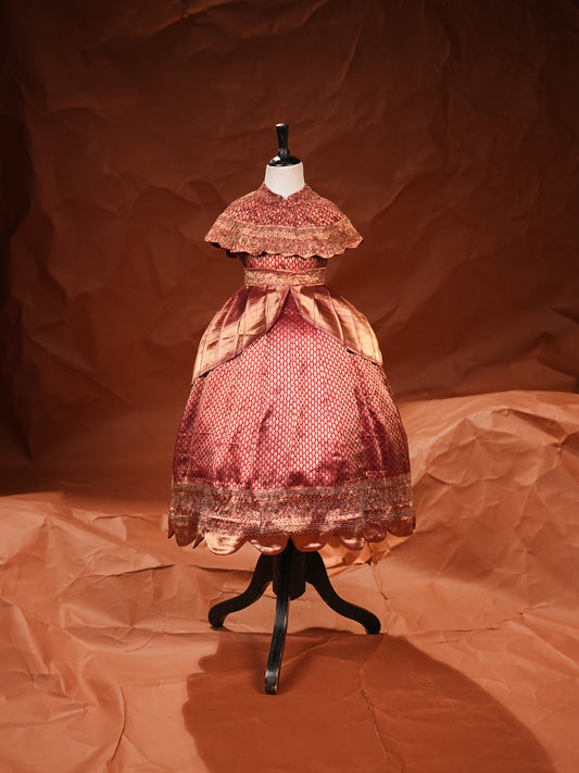 Regal Rose – Embroidered Silk Gown for Baby Girls