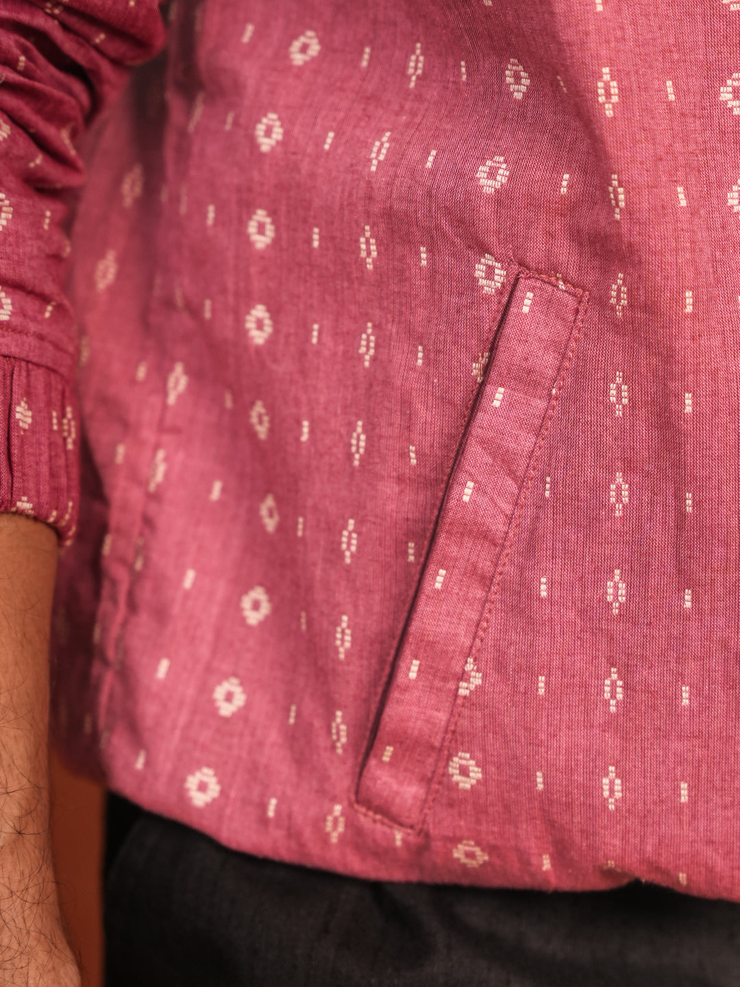 Rosé Ikat Handloom Cotton Jacket