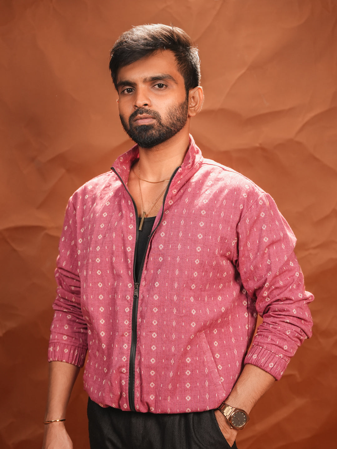 Rosé Ikat Handloom Cotton Jacket