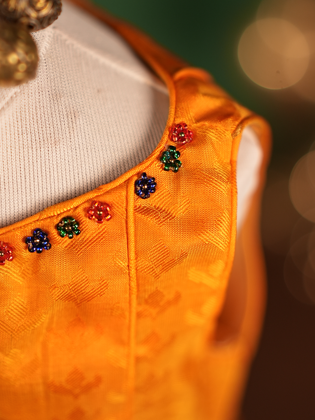 Mango Yellow Pattu Pavadai for Girls | Traditional Silk Skirt Set