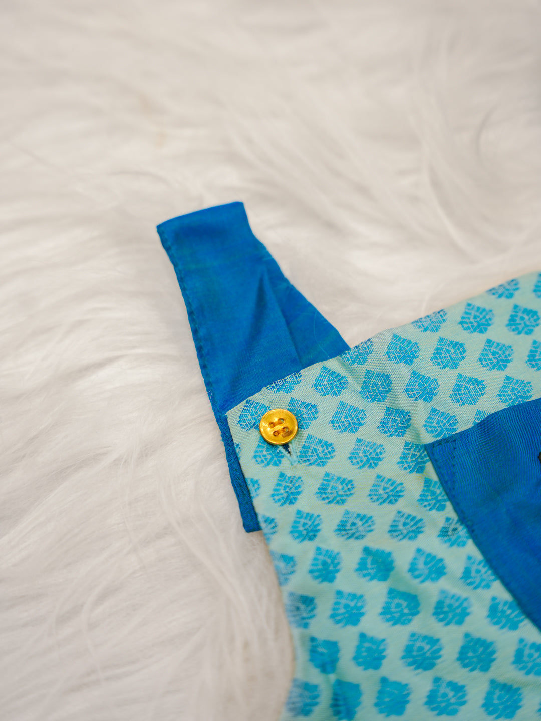 Kanchipuram Silk Blue Krishna Motif Romper Set