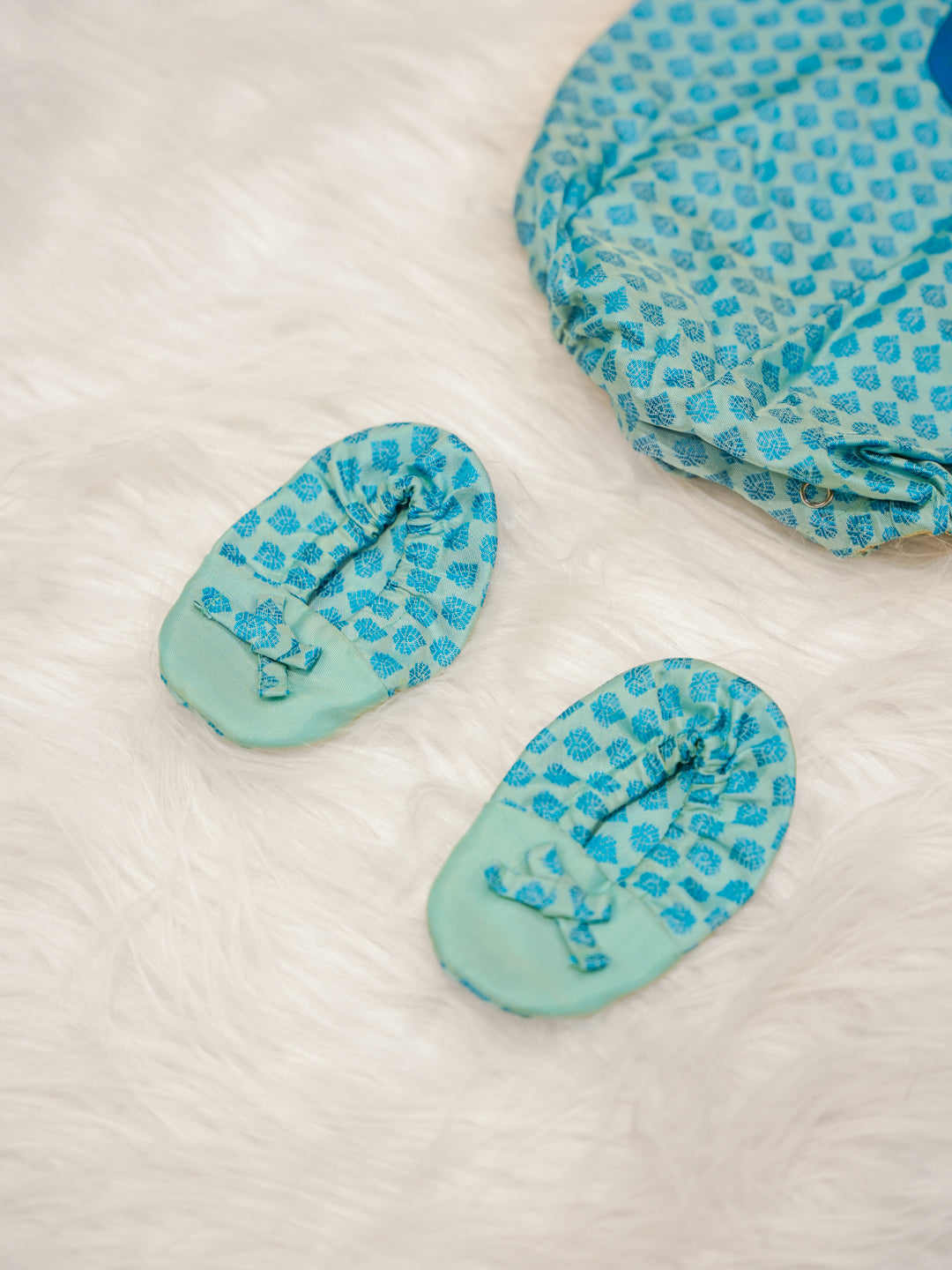 Kanchipuram Silk Blue Krishna Motif Romper Set