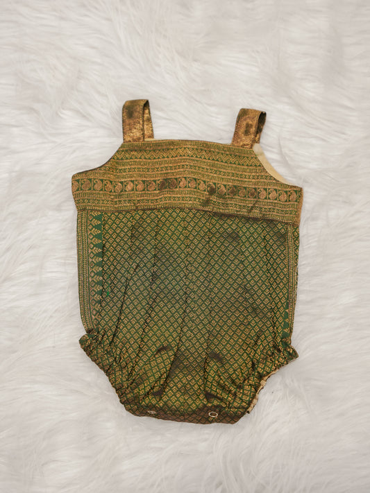 Kanchipuram Silk Green Brocade Romper