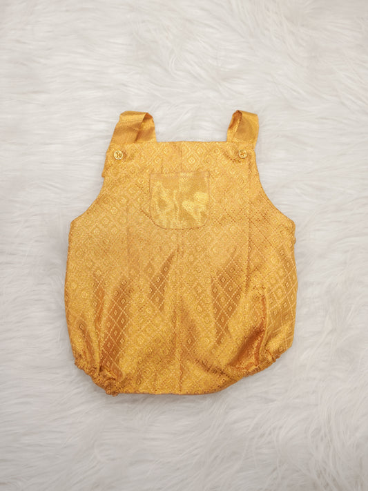Kanchipuram Silk Mustard Brocade Romper
