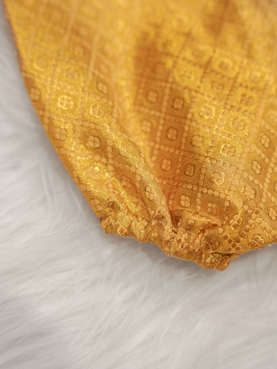 Kanchipuram Silk Mustard Brocade Romper