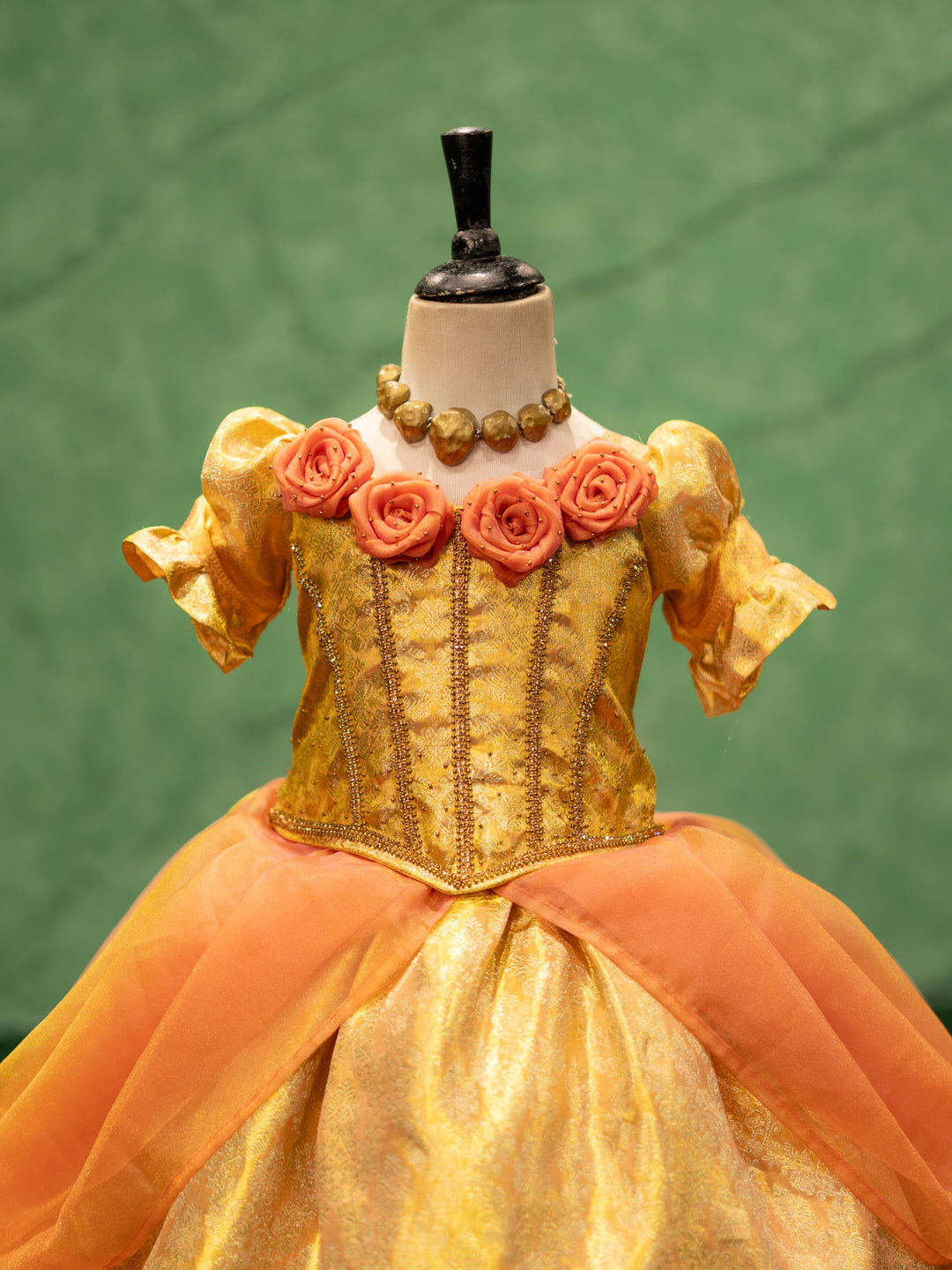 Kanchipuram Silk Peach Renaissance Gown | Vadivambal