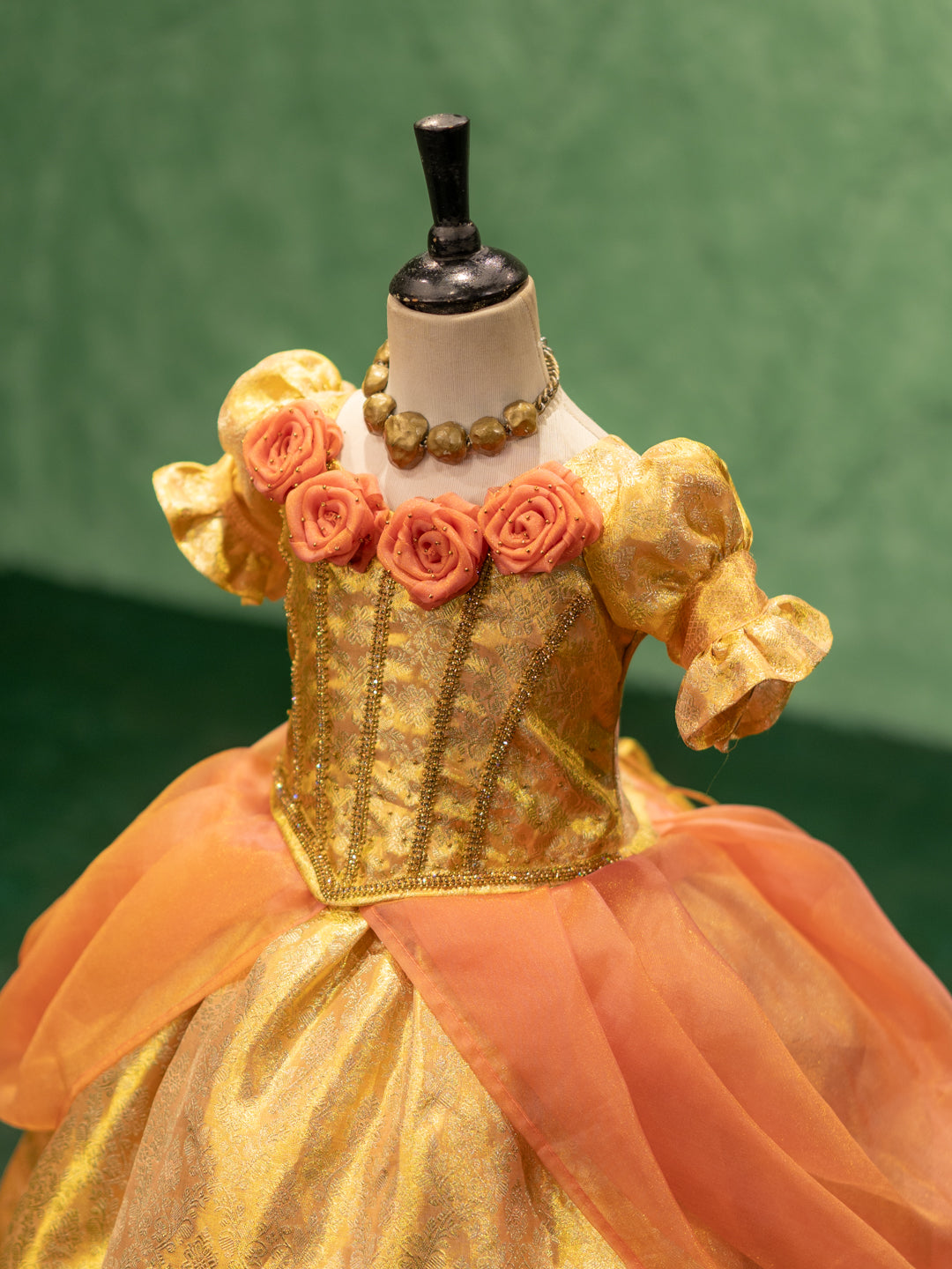 Kanchipuram Silk Peach Renaissance Gown | Vadivambal