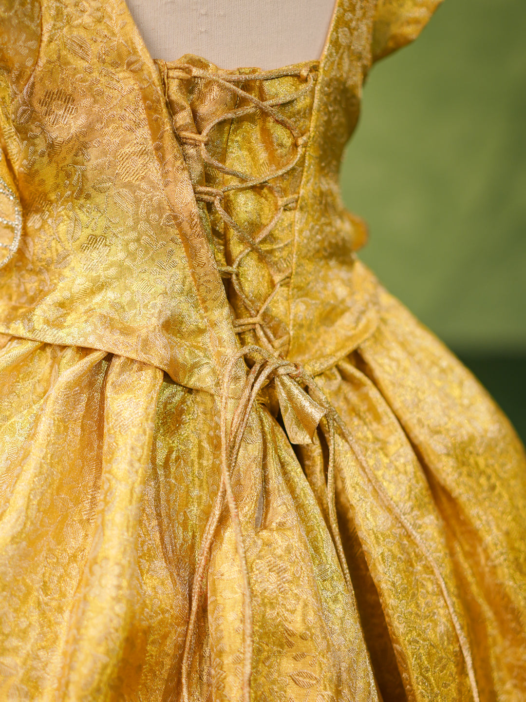 Pastel Yellow Kanchipuram Silk 3D Floral Gown