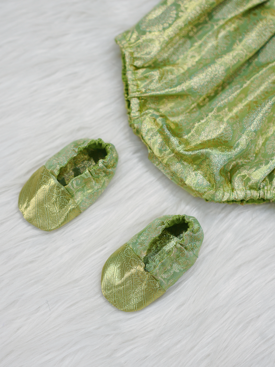 Mint Green Kanchipuram Silk Brocade Romper Set