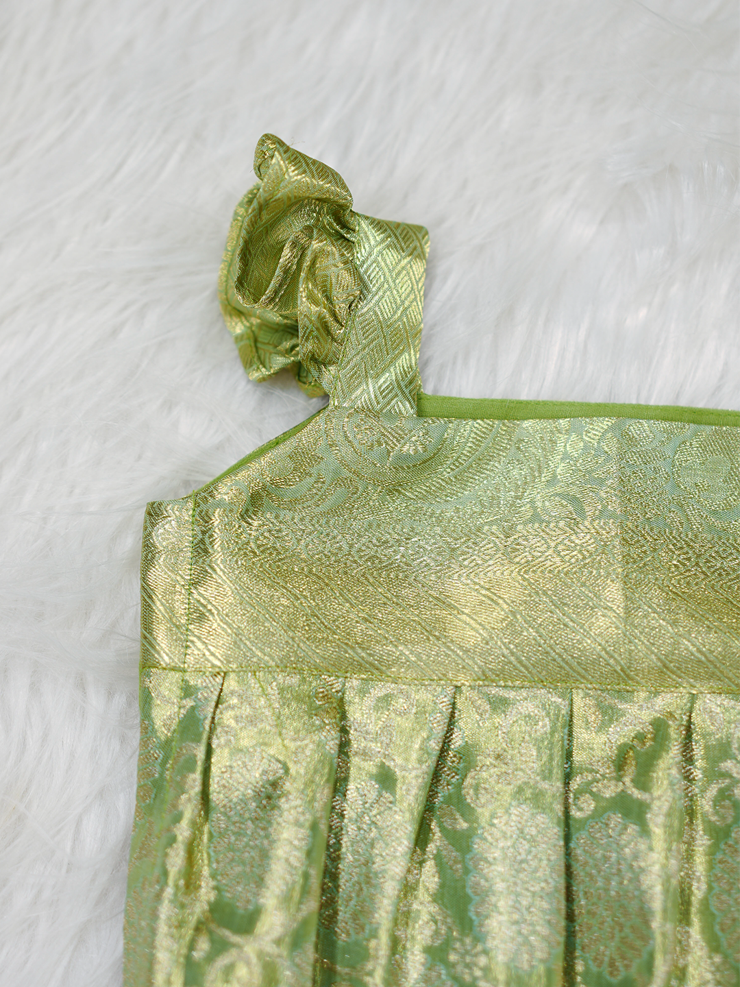 Mint Green Kanchipuram Silk Brocade Romper Set