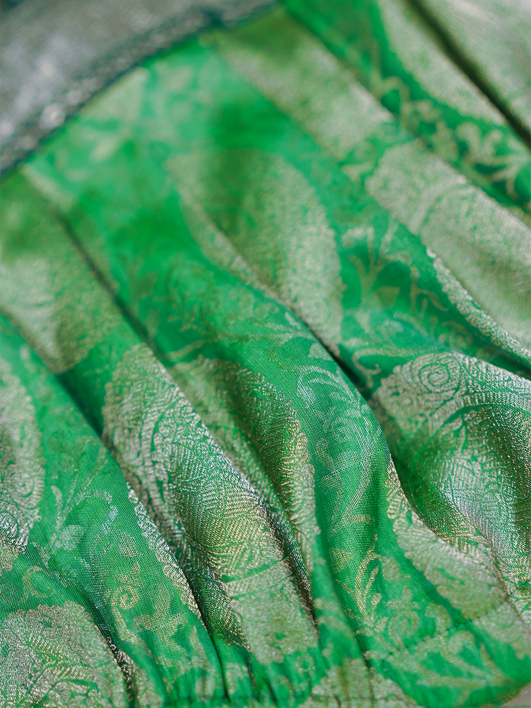 Sea Green & Silver Kanchipuram Silk Romper Set