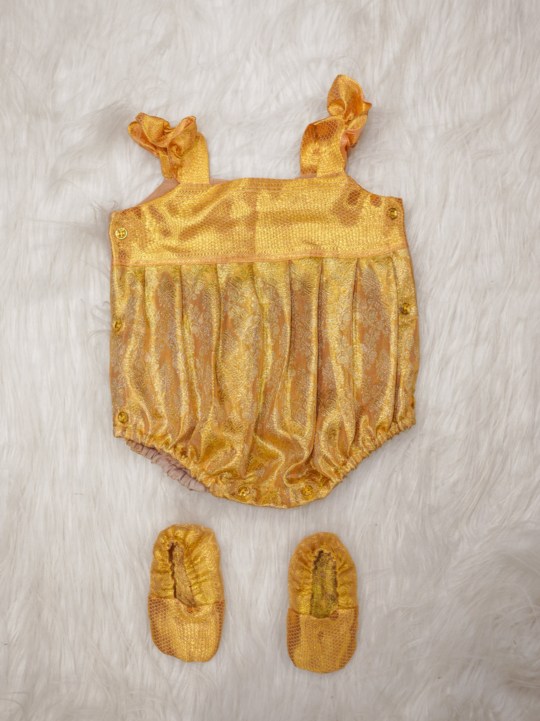 Gold Zari Bloom Newborn Romper Set