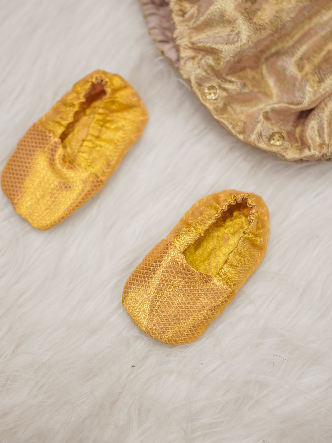 Gold Zari Bloom Newborn Romper Set