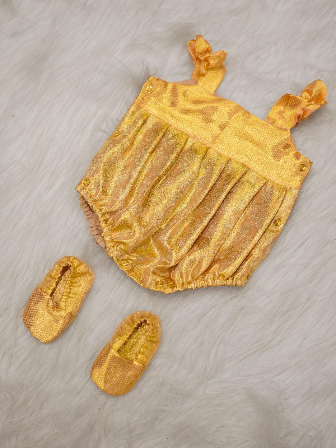Gold Zari Bloom Newborn Romper Set