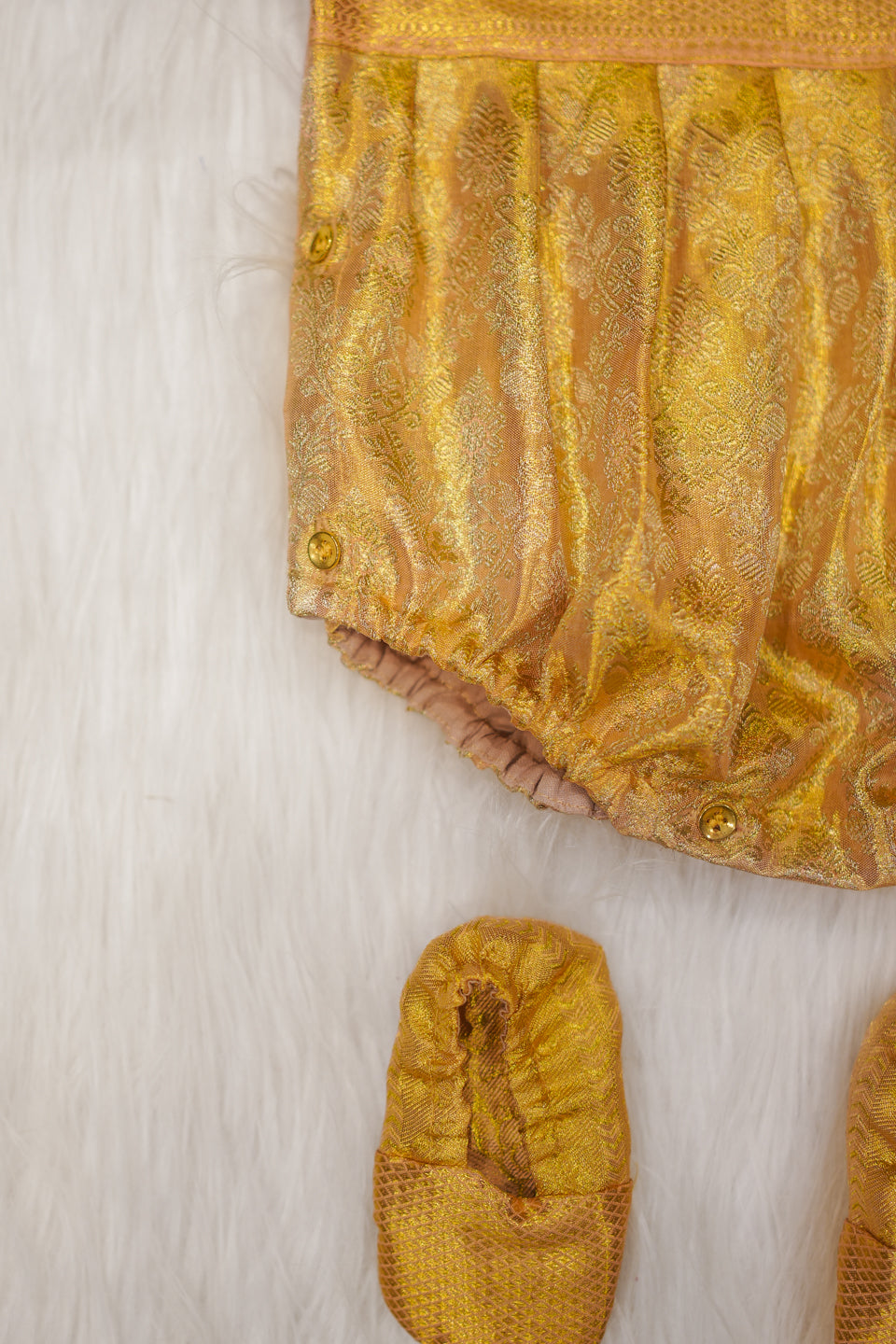 Gold Zari Bloom Newborn Romper Set