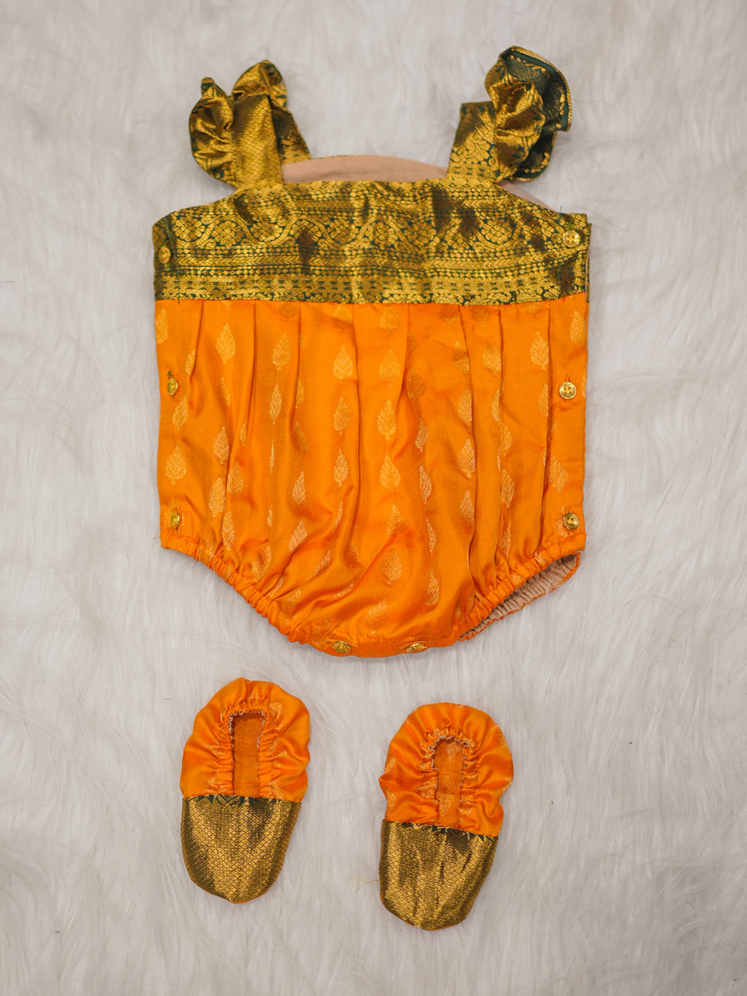 Emerald & Amber Silk Newborn Romper Set