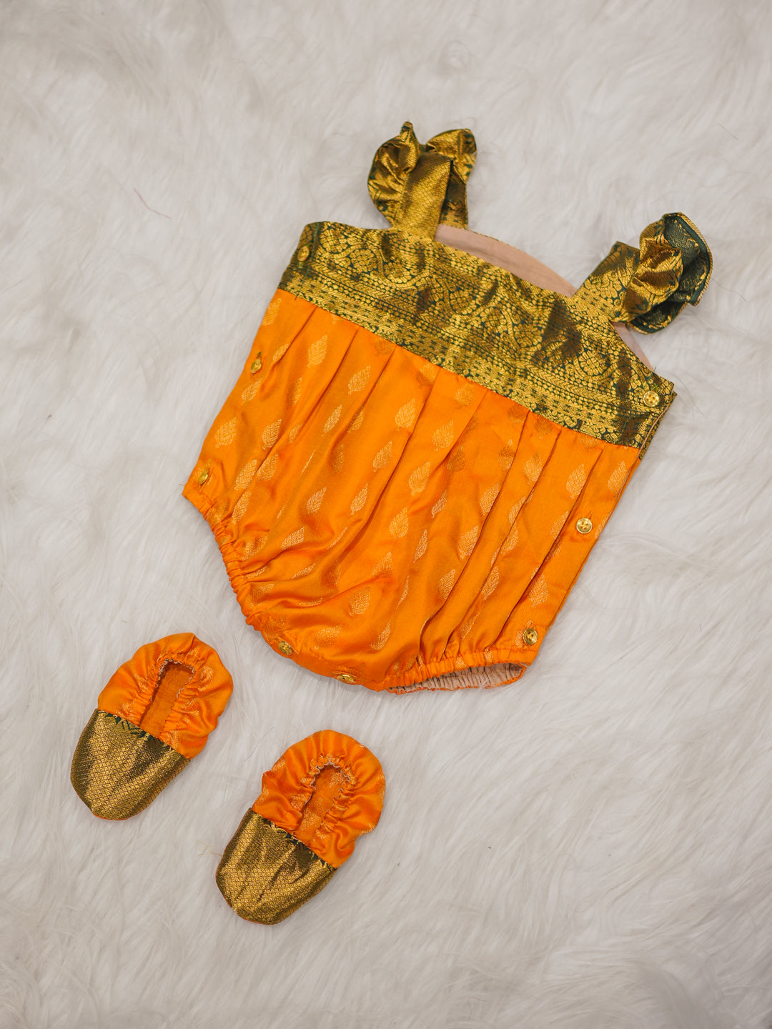 Emerald & Amber Silk Newborn Romper Set