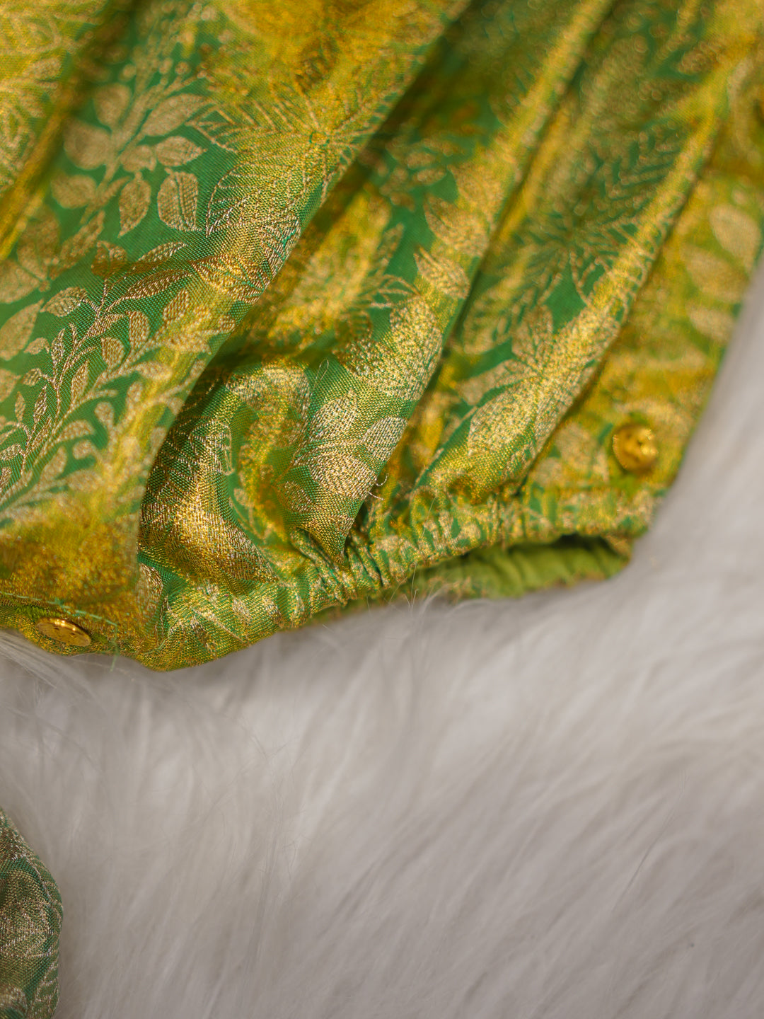 Heritage Green & Red Silk Newborn Romper Set