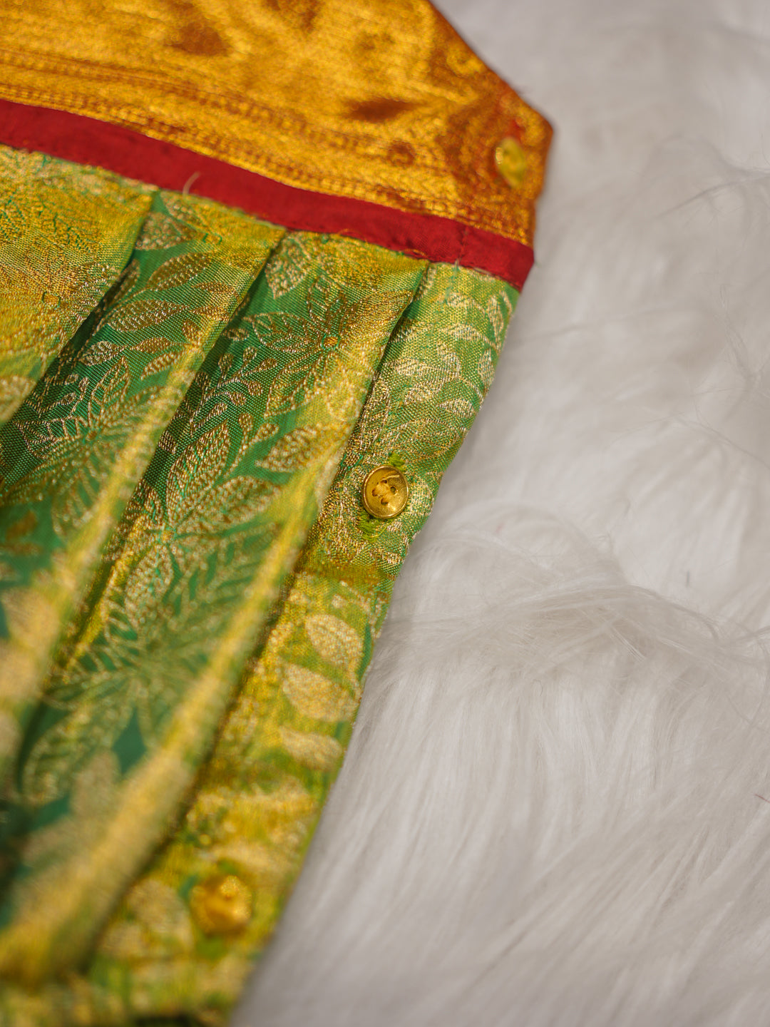 Heritage Green & Red Silk Newborn Romper Set