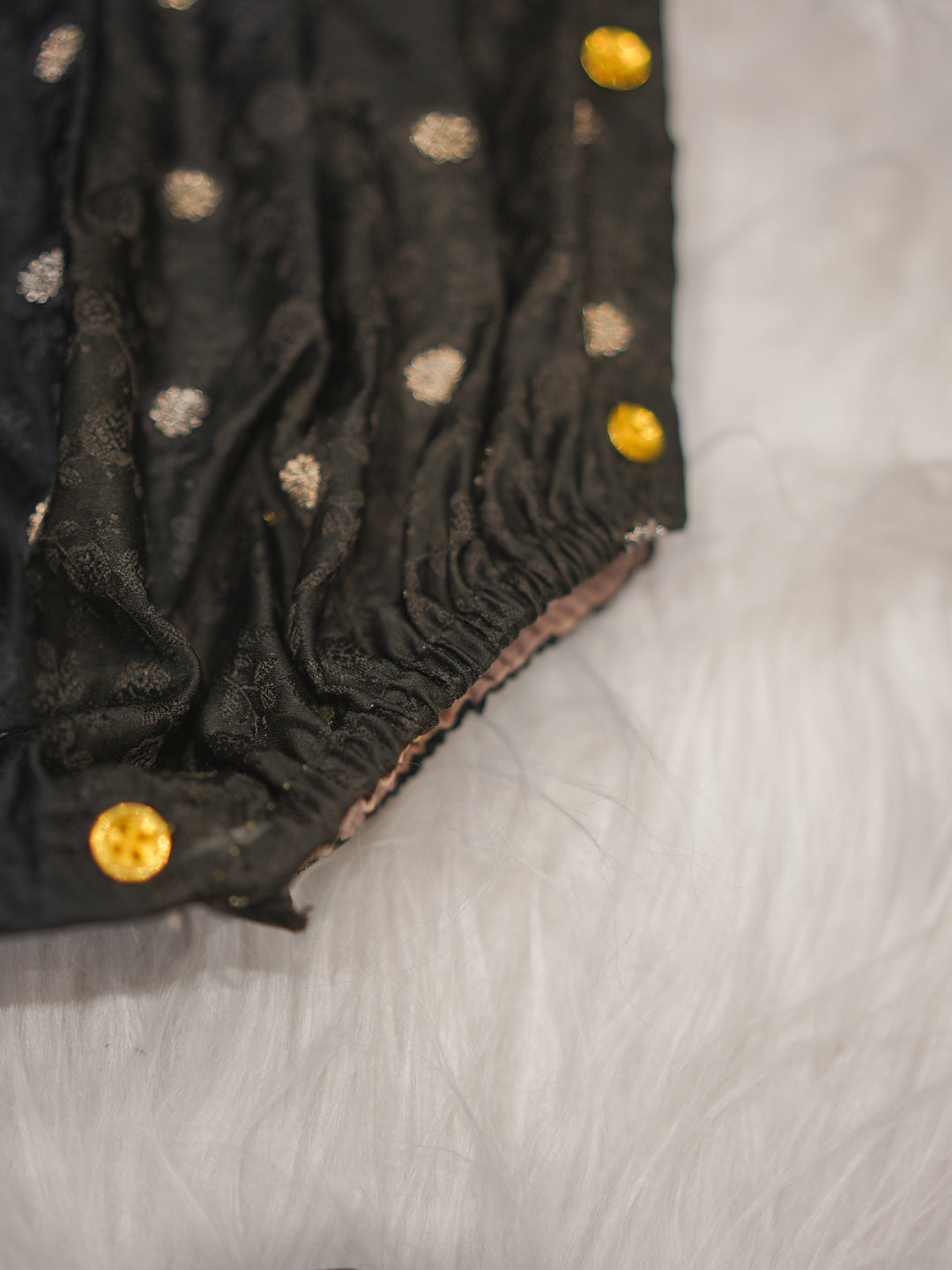 Classic Black & Gold Silk Newborn Romper Set