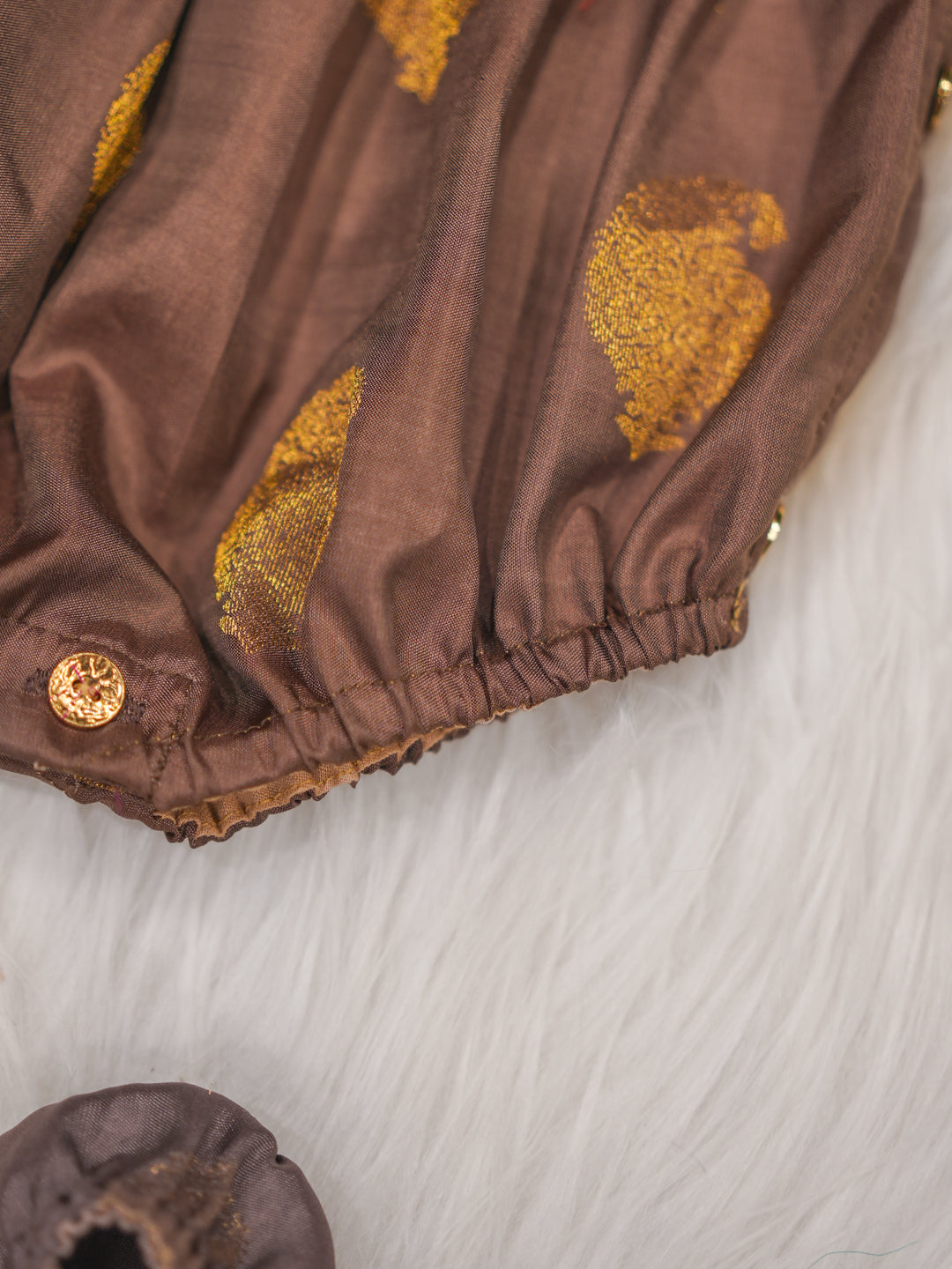 Rust Red & Mocha Silk Newborn Romper Set