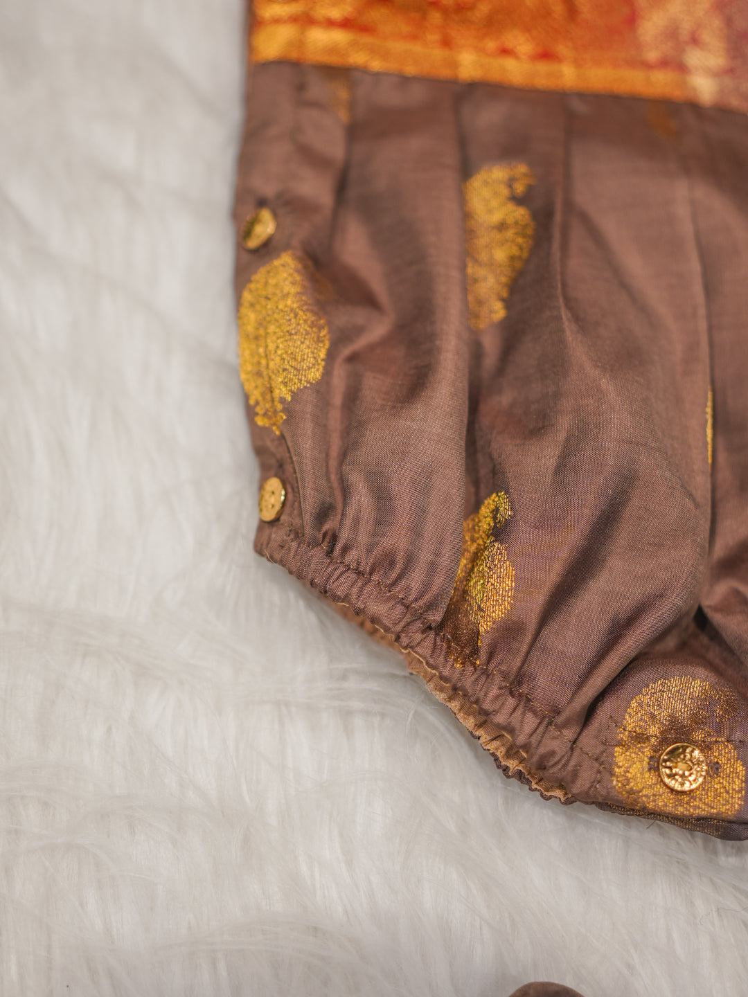 Rust Red & Mocha Silk Newborn Romper Set