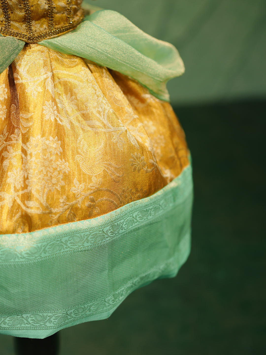 Cinderella-Inspired Gold & Mint Party Gown for Girls