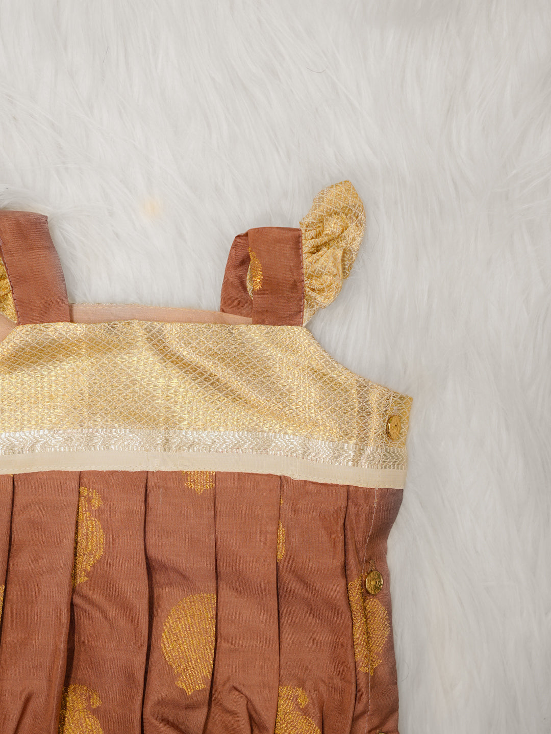 Brown & Gold Silk Romper Set