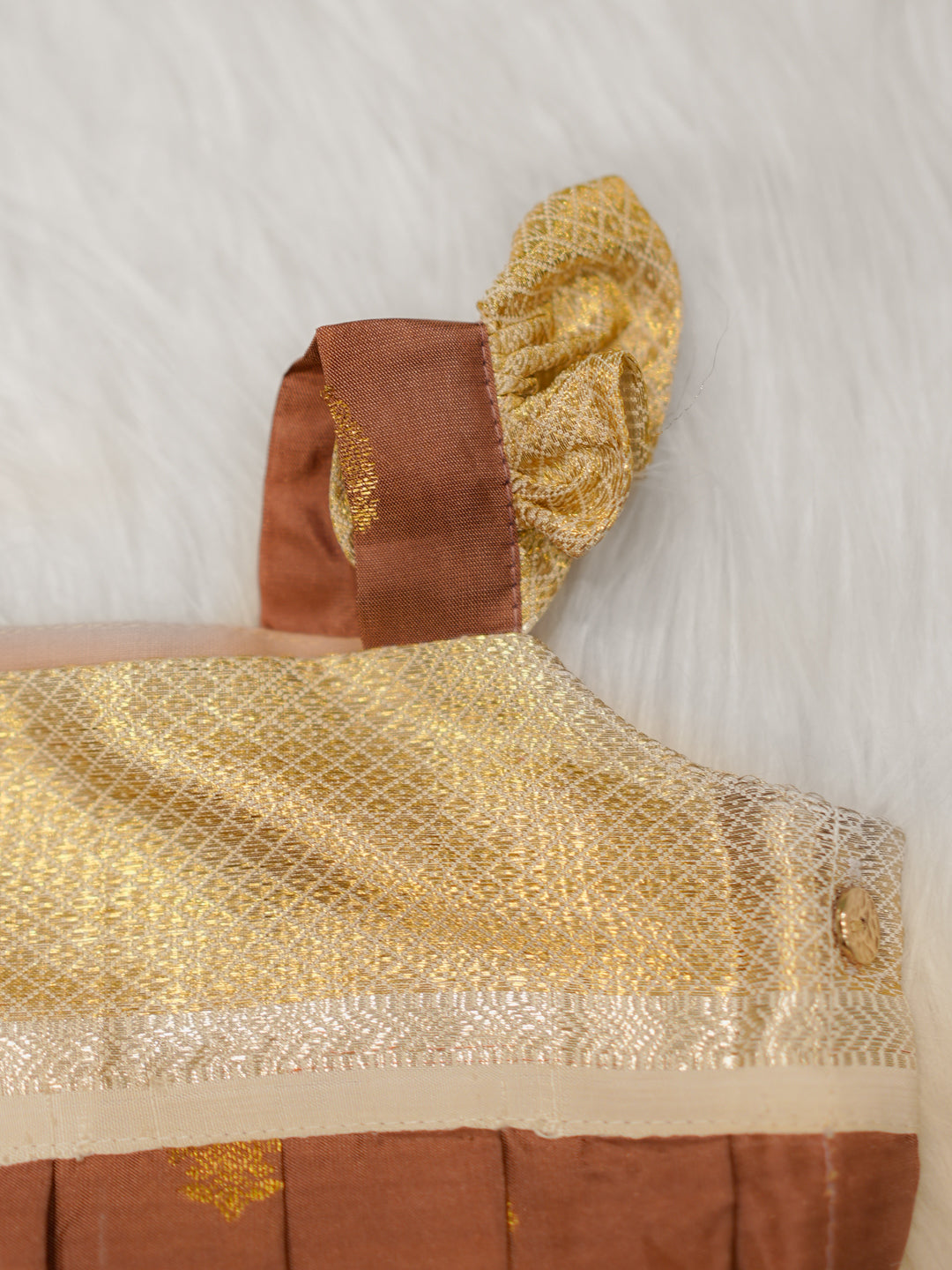 Brown & Gold Silk Romper Set