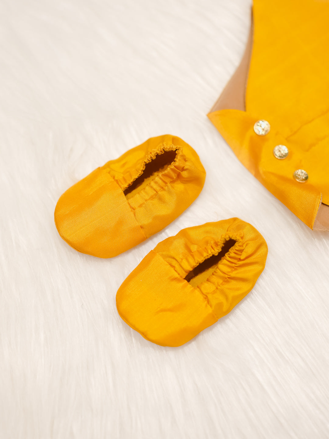 Mustard Yellow Silk Shirt-Style Romper Set