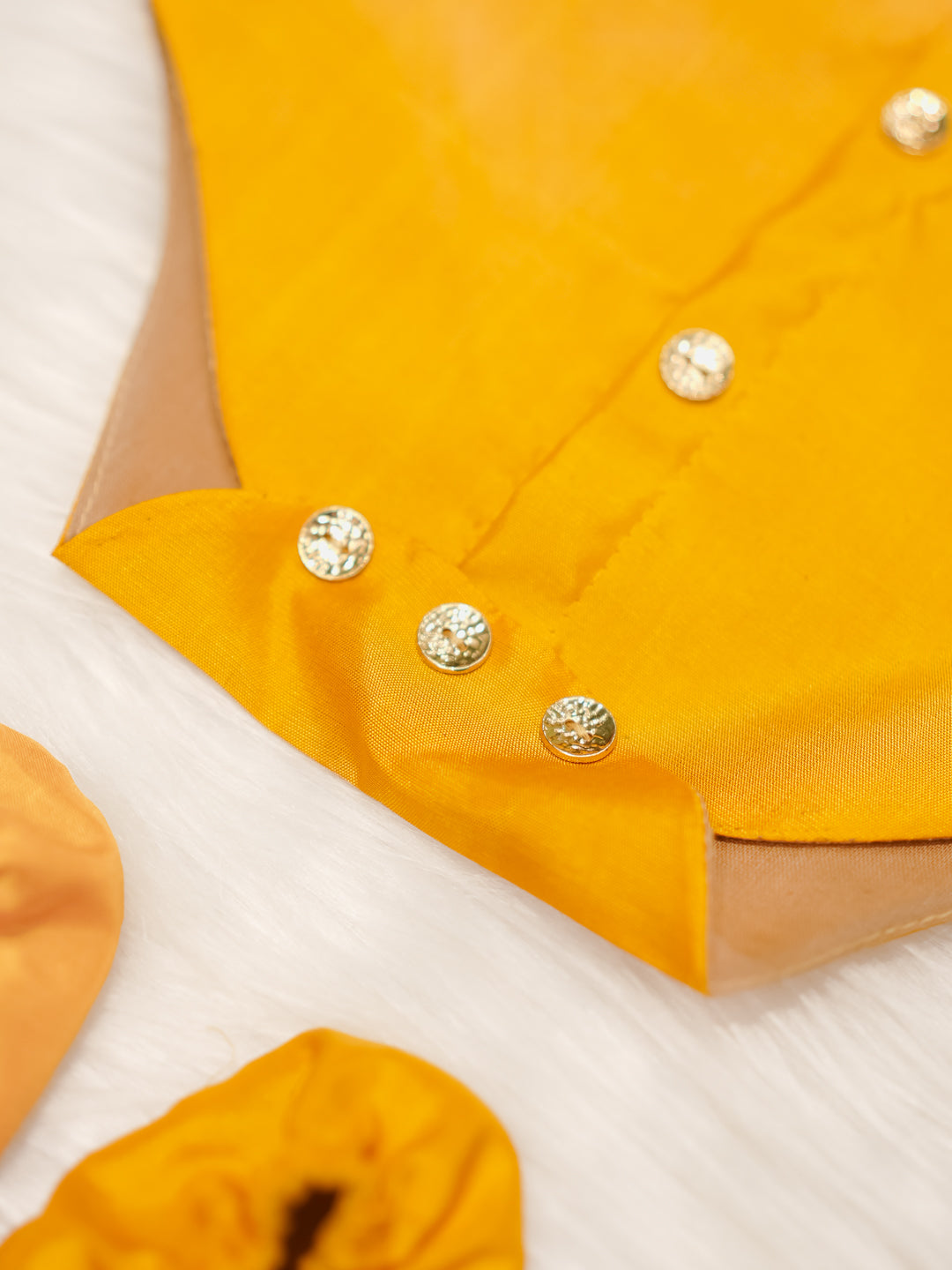 Mustard Yellow Silk Shirt-Style Romper Set