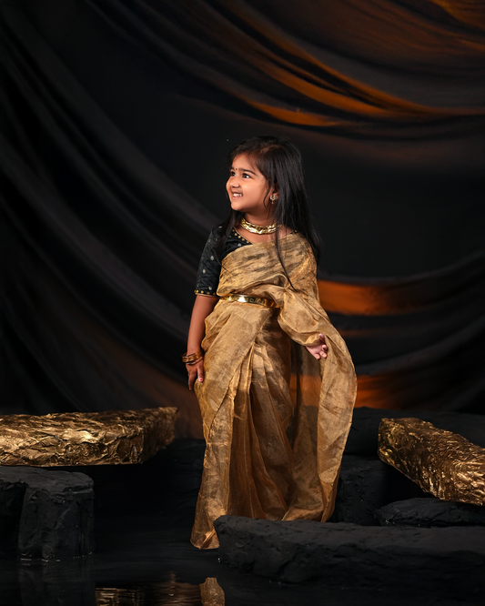 Golden Grace Saree for kids
