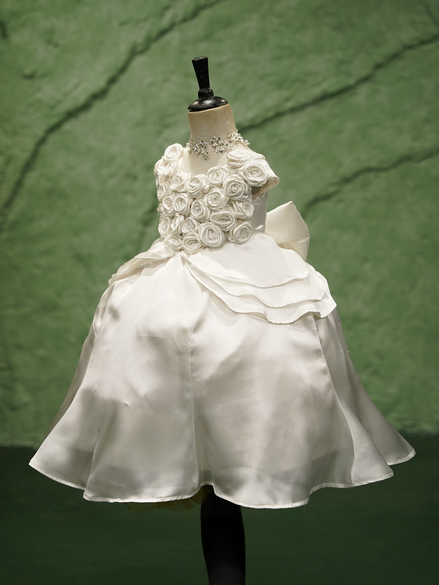 Ivory Rosette Baptism Dress for Baby Girls