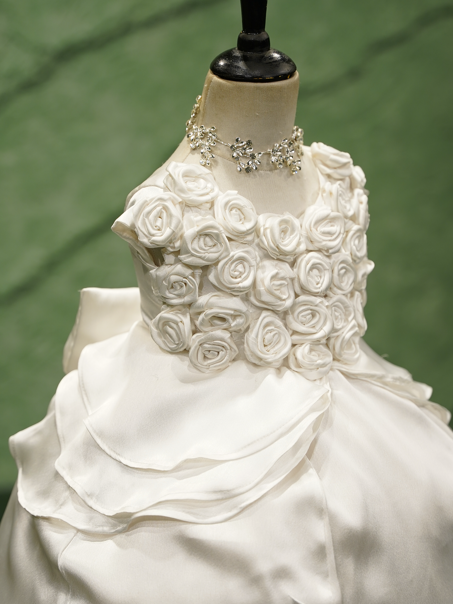 Ivory Rosette Baptism Dress for Baby Girls