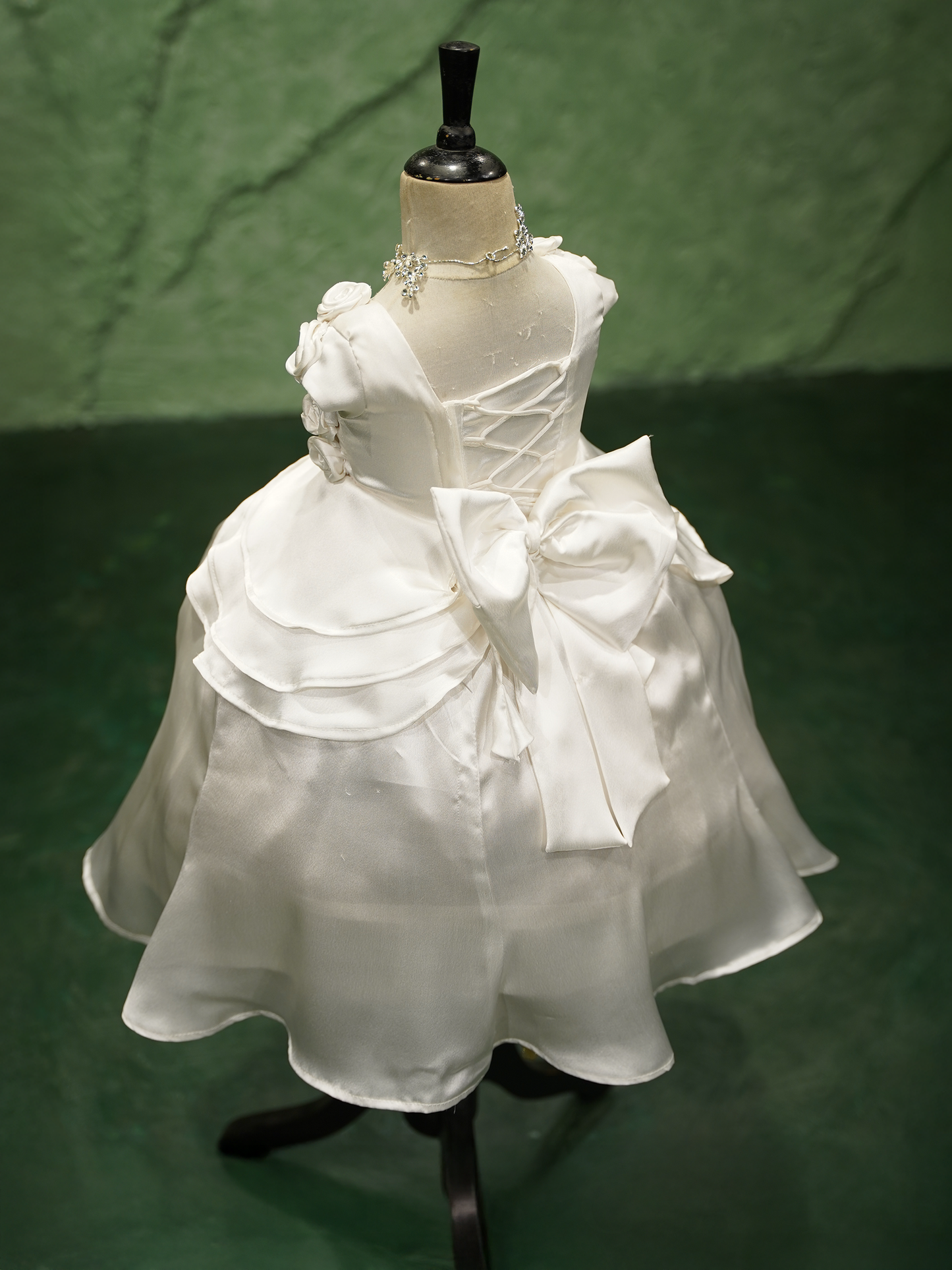 Ivory Rosette Baptism Dress for Baby Girls
