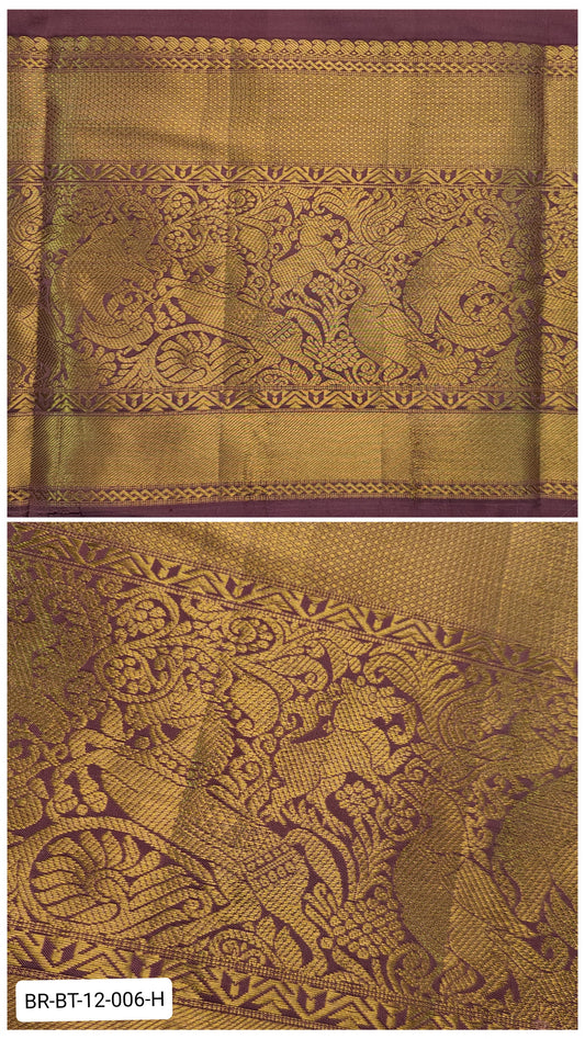11 Inch Pure Kanchipuram Silk Zari Border – Maroon with Gold Zari Mythical Motif Weave