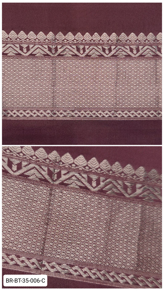 Pure Kanchipuram Silk Zari Border – Bottle Brown with Silver Zari Weave (Per Meter)