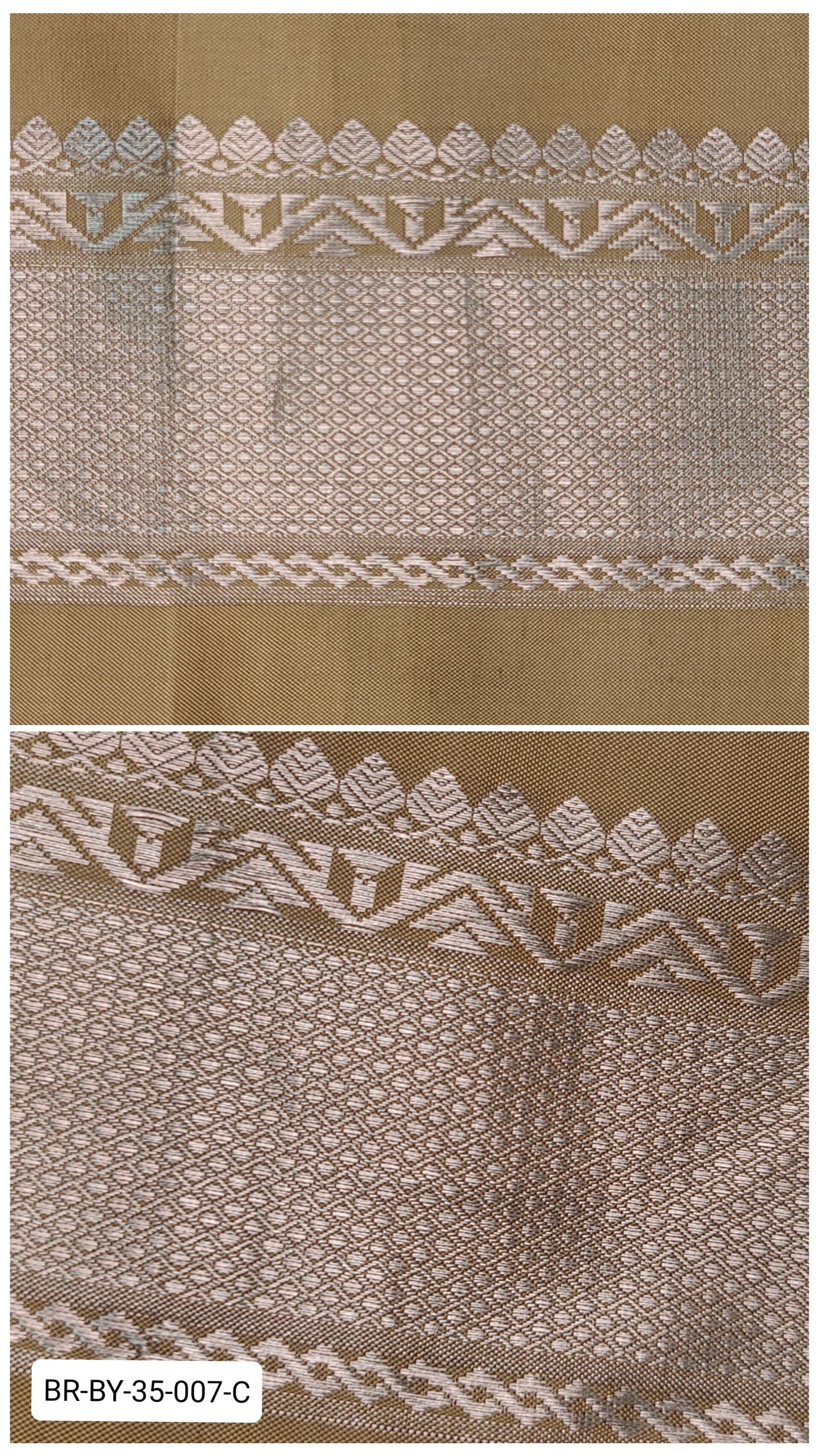 Pure Kanchipuram Silk Zari Border – Mustard Yellow with Silver Zari Weave (Per Meter)