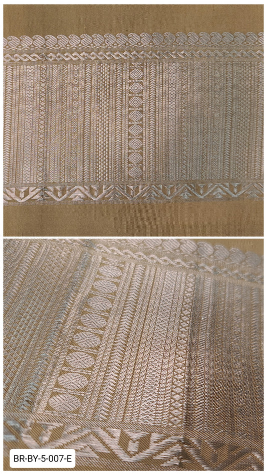 5.5 Inch Pure Kanchipuram Silk Zari Border – Beige with Silver Zari Geometric Weave