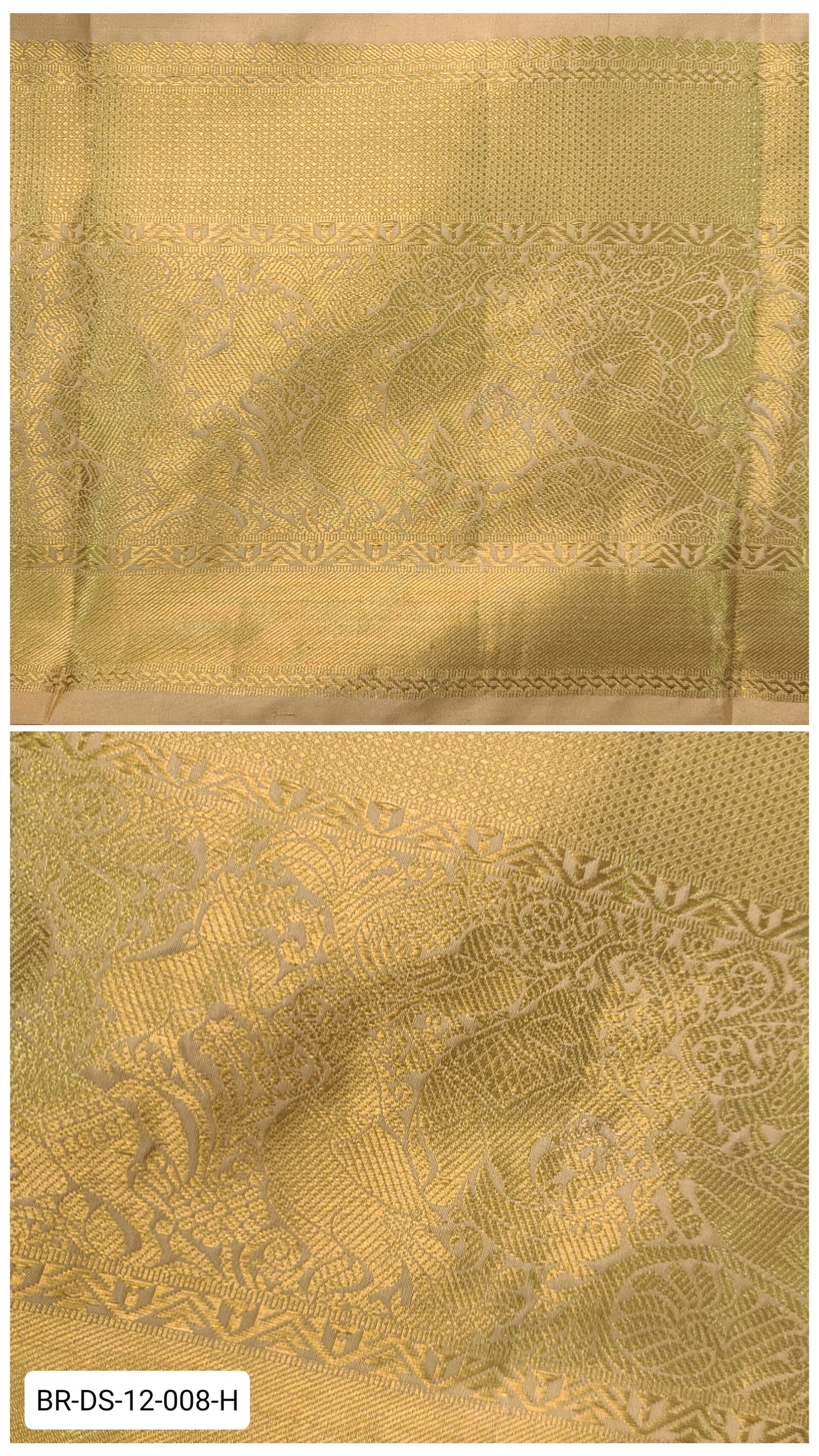 11 Inch Pure Kanchipuram Silk Zari Border – Soft Sand Gold with Gold Zari Floral Motif Weave