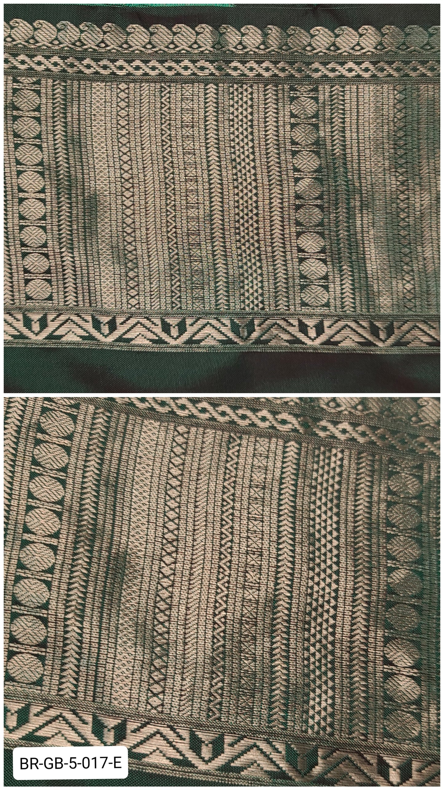 5.5 Inch Pure Kanchipuram Silk Zari Border – Emerald Green with Silver Zari Geometric Weave