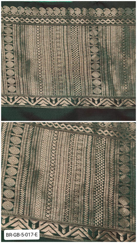 5.5 Inch Pure Kanchipuram Silk Zari Border – Emerald Green with Silver Zari Geometric Weave