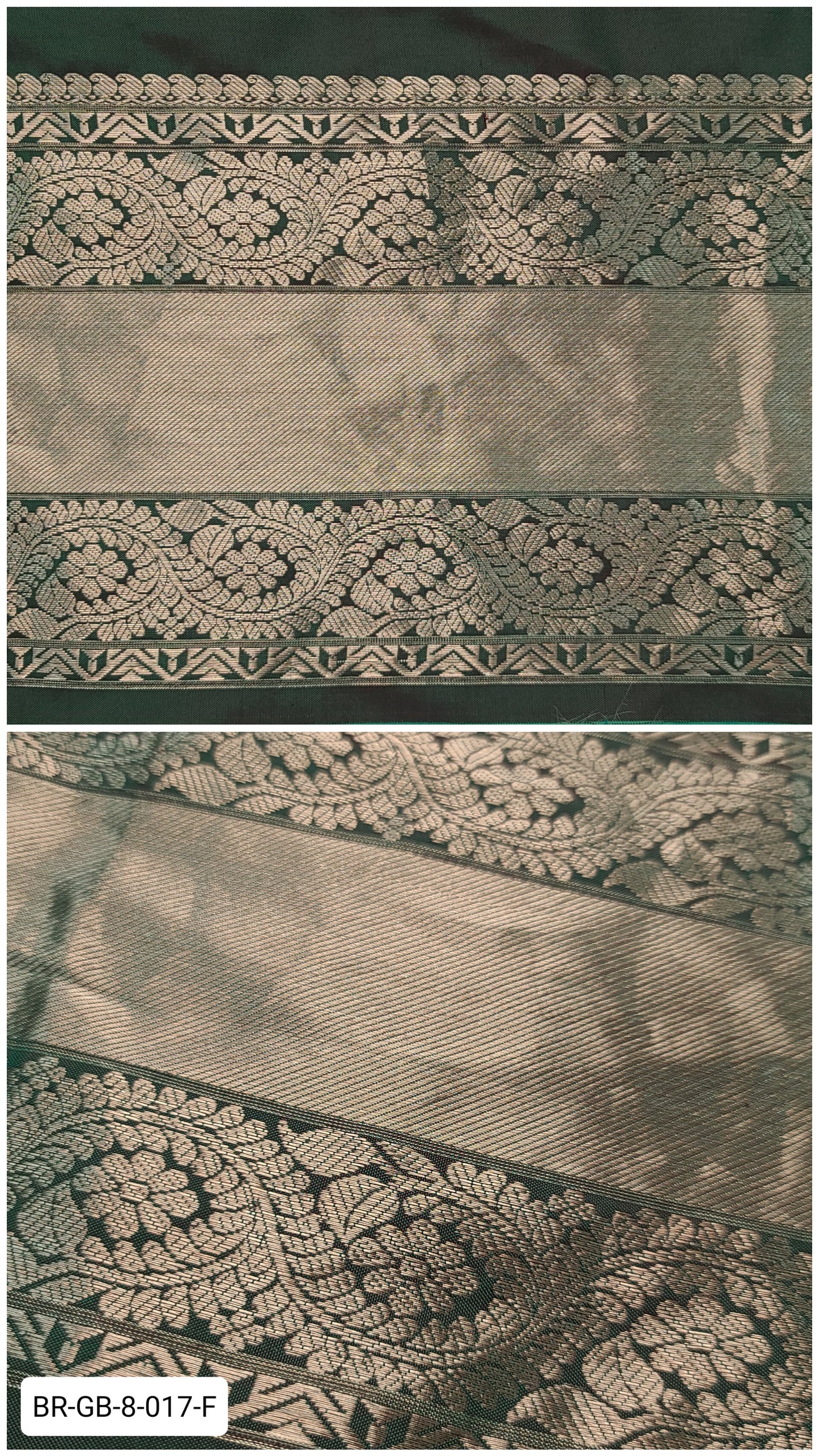 8 Inch Pure Kanchipuram Silk Zari Border – Bottle Green with Silver Zari Floral Paisley Weave