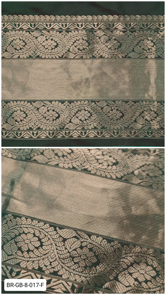 8 Inch Pure Kanchipuram Silk Zari Border – Bottle Green with Silver Zari Floral Paisley Weave