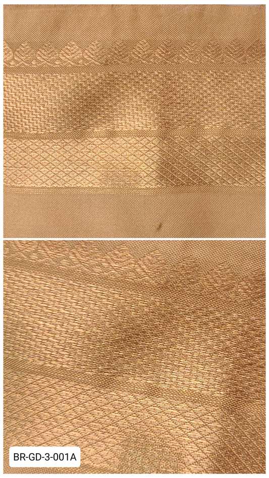 3 Inch Pure Kanchipuram Silk Zari Border – Gold Beige with Gold Zari Temple & Diamond Weave