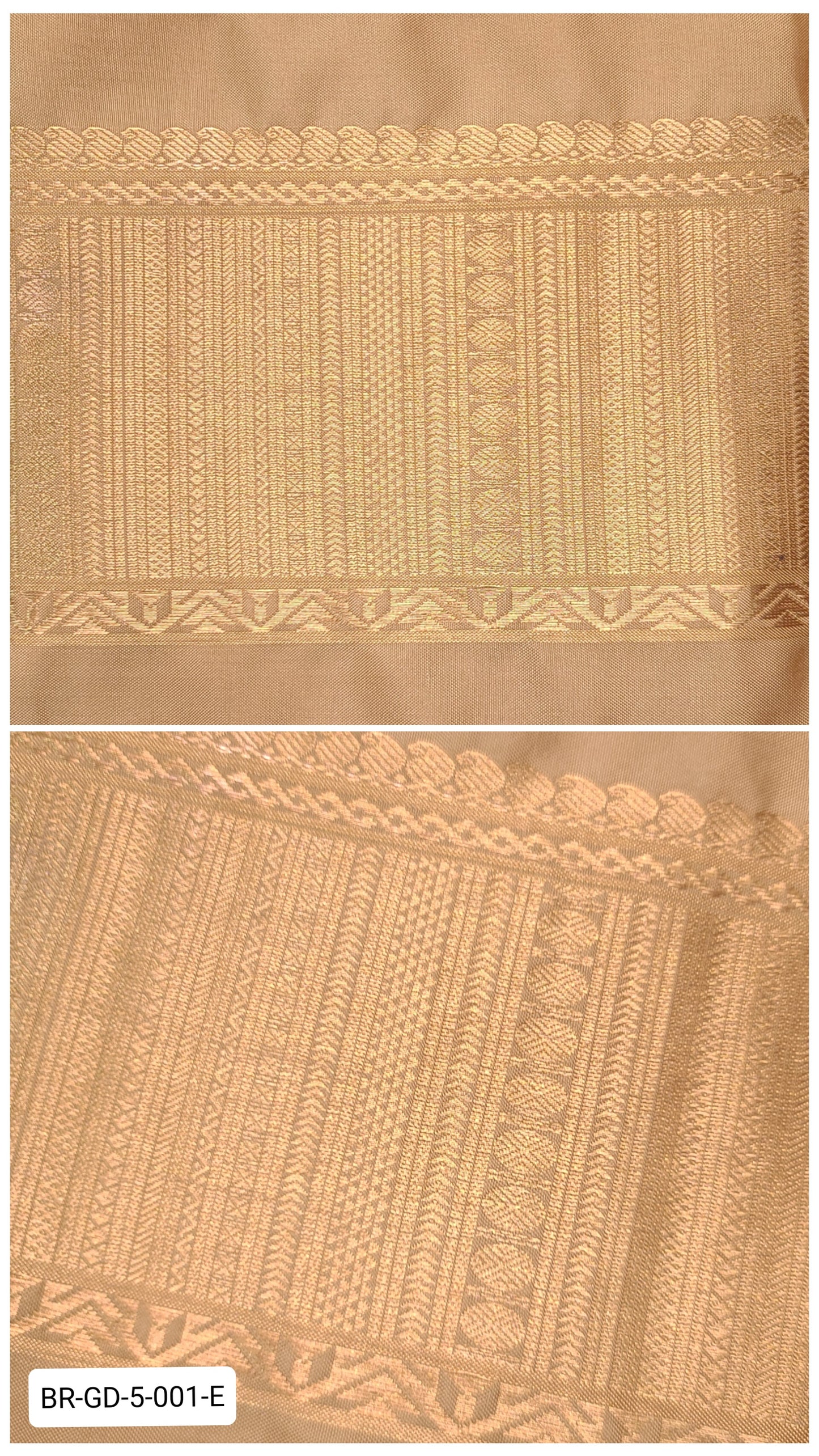 5.5 Inch Pure Kanchipuram Silk Zari Border – Gold Beige with Gold Zari Geometric Weave