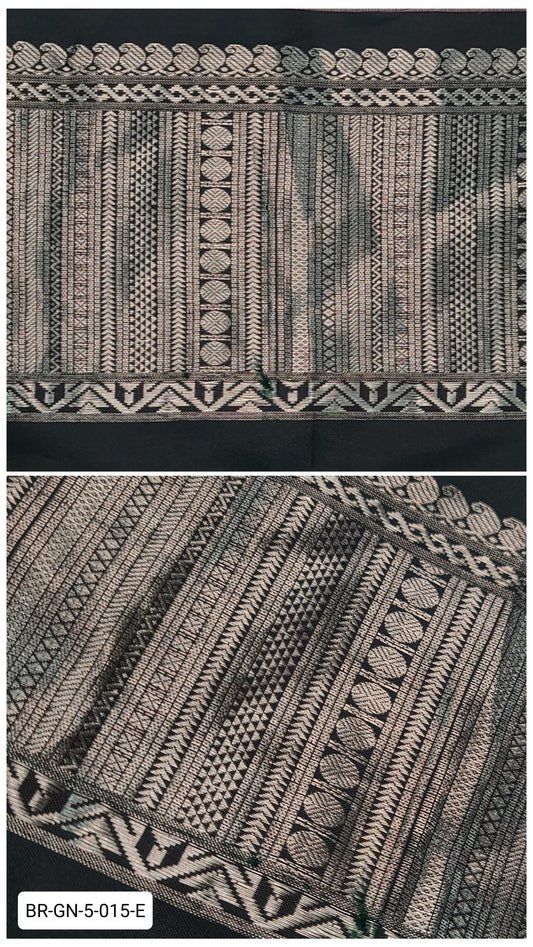 5.5 Inch Pure Kanchipuram Silk Zari Border – Blackish Green with Silver Zari Geometric Weave