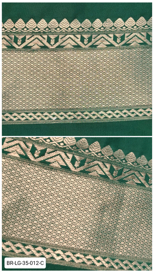 Pure Kanchipuram Silk Zari Border – Leaf Green with GoldZari Weave (Per Meter)