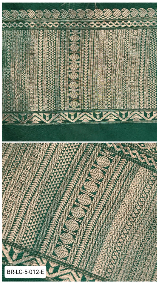 5.5 Inch Pure Kanchipuram Silk Zari Border – Leaf Green with Silver Zari Geometric Weave