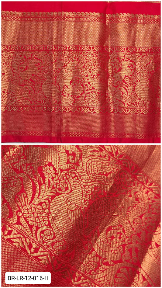 11 Inch Pure Kanchipuram Silk Zari Border – Crimson Red with Gold Zari Majestic Bird Motif Weave